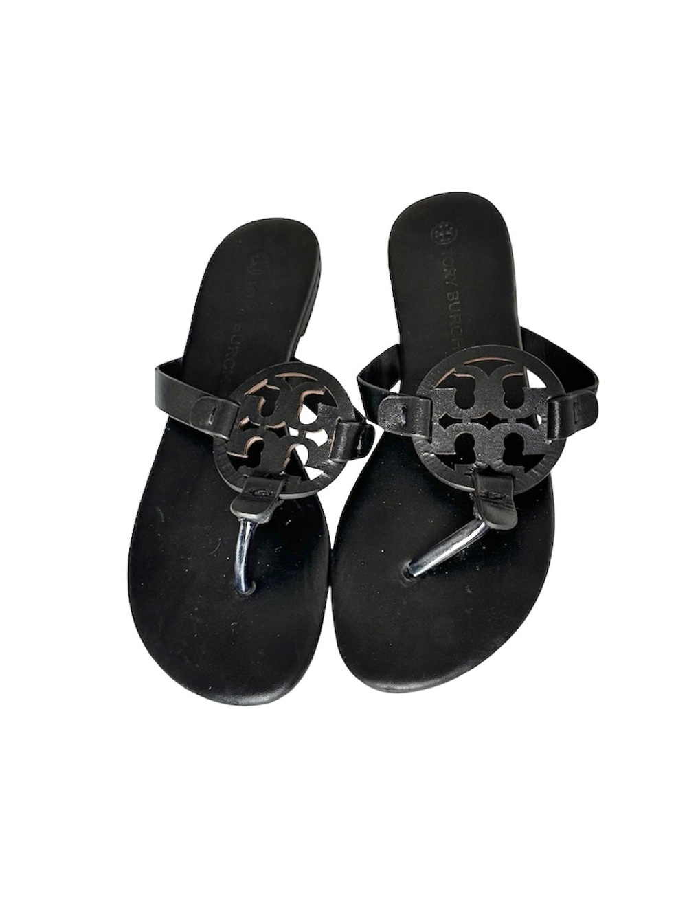 Tory Burch Black Logo Cutout Thong Sandals